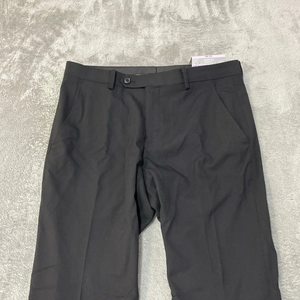 NEW Alfani Dress Pants Men's 32x32 Black Polyester Blend Slim Fit
